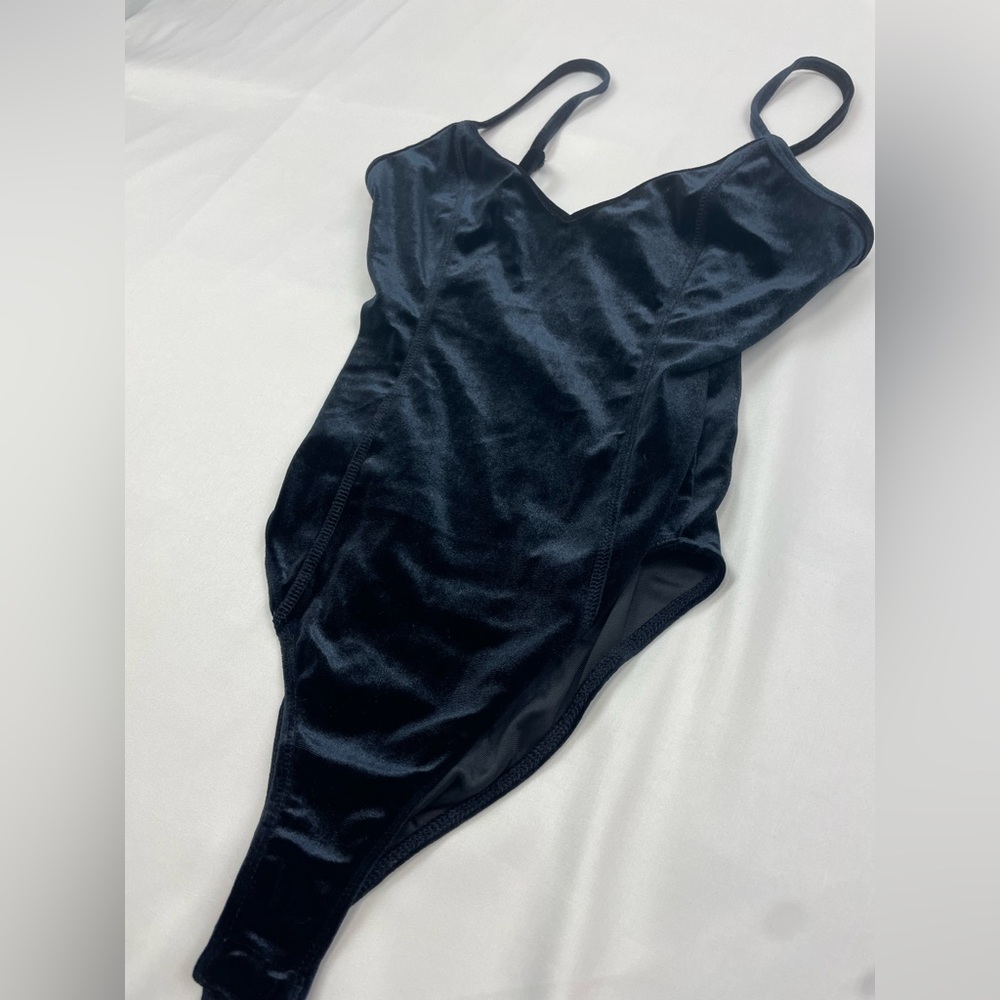 Forever 21 Black Velvet Body Suit